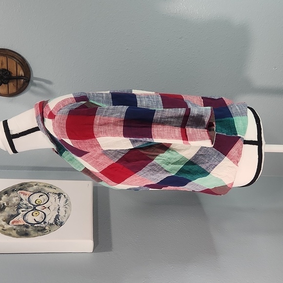 Hayden Los Angeles Cotton Summer Plaid Blouse - Picture 2 of 5